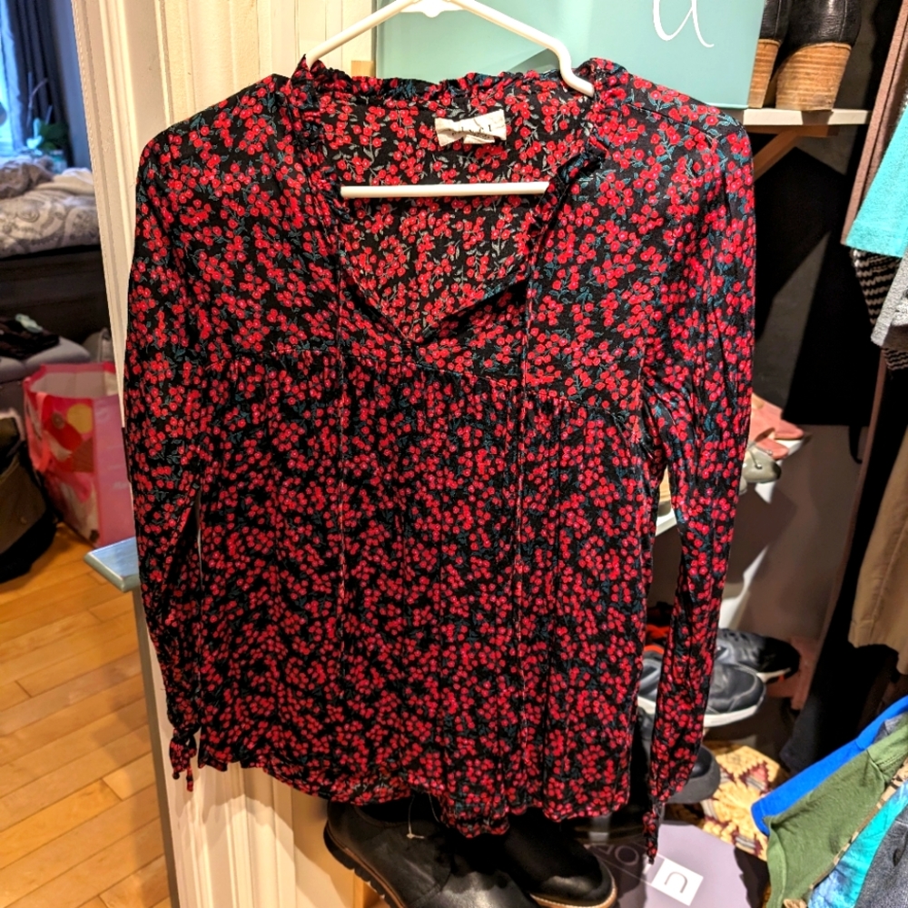 Velvet babydoll blouse